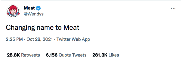 Wendy's Changing Name Tweet